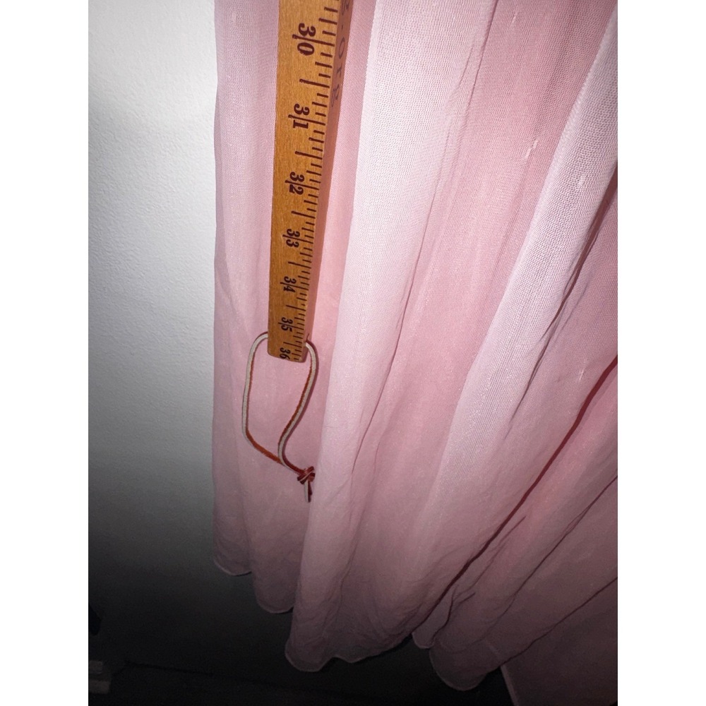 Vtg Pink Sheer Nightgown Puff Sleeve Embroidered Robe Coquette Fairy Whimsical - Picture 7 of 10